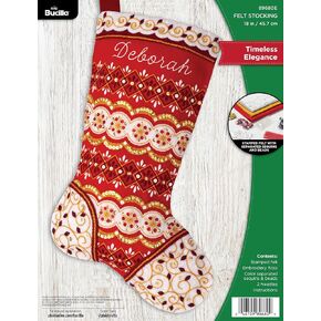 Bucilla, Timeless Elegance, Felt Applique 18" Stocking Making Kit, Perfect for Holiday DIY Arts and Crafts, 89680E