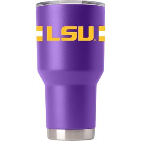 Gametime Sidekicks LSU 30oz Purple Tumbler - Officially Licensed, 18/8 Stainless Steel, Double-walled, Vacuum-insulated, UV LED Printed Logos, Sweatless, Stays Hot/Cold - 360 Wrap