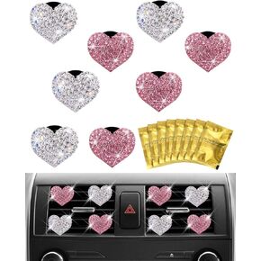 8Pcs PGRODE Car Air Vent Clips with Fragrance Pads, Cute Car Air Fresheners Clip Car Inter Decor Accessories for Women and Girls, Car Decorations Interior Aesthetic (Bling Heart)