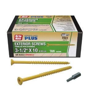 Grip-Rite L158STT5 PrimeGuard Plus #8 x 1-5/8" Wood to Wood Deck Screw, Tan, 5lb Box