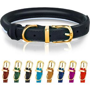 OOPSDOGGY Reflective Rolled Leather Dog Collar Adjustable Soft Padded Pet Collar for Small Medium Large Breed Dogs (Blue, XS, 8"-11")