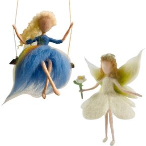 2 Lovely Fairies Needle Felting Kits 6INCH Friendly Instruction DIY Craft Kit for Beginners