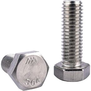 5/16-18 x 7/8" Hex Head Screw Bolt, Fully Threaded, 304 Stainless Steel 18-8, External Hex Drive, Coarse Thread UNC, Pack of 10 in Kuwait