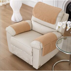 BADASS SHARKS 3 Pcs Recliner Covers Armrest Covers Chair Head Covers Armrest Towel Single Sofa Arm Cover with Storage Bags for Furniture Protector Home (White)