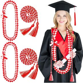 Henoyso 4 Pcs Graduation Ribbon Lei 2024 and Graduation Cord with Tassels Braided Necklace for Graduation Gifts Party Supply