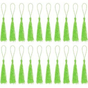 HARFINGTON Bookmark Tassels - 30Pcs 13cm/5" Silky Soft Mini Tassel with Loops for Keychain Graduation Handmade DIY Craft Accessory, Orange