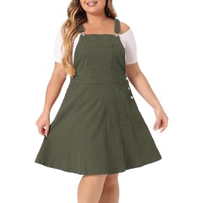 Agnes Orinda Plus Size Denim Overall Dress for Women Jeans Jumpers Adjustable Strap Suspender Skirts