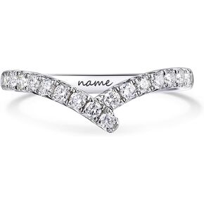 Solid 10K/14K/18K Gold 0.45 CT.TW Diamond/Moissanite V-shaped Curved Chevron Wedding Band for Women, Available in Size 3-16 and White/Rose/Yellow Gold