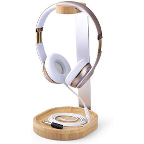 Avantree Universal Wooden & Aluminum Headphone Stand Hanger with Cable Holder, Sturdy Desk Headset Mount Rack for Sony, Bose, Shure, Jabra, JBL, AKG, Gaming Headphones Display - TR902