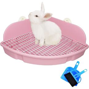 PINVNBY Large Rabbit Litter Box Bunny Corner Toilet Box Small Animal Cage Toilet Pet Potty Trainer Bigger Pan Fan Shape Box for Adult Guinea Pigs Chinchilla Ferret Galesaur (Blue)