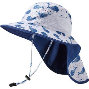 BASSDASH Kids UPF 50+ Wide Brim Sun Hat with Neck Flap Lightweight Cooling Performance Toddler Girls Boys Outdoor Play Hats
