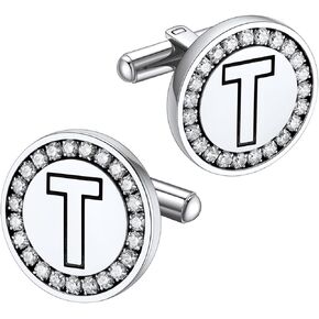 Supcare Photo/Initial Cufflinks for Men Stainless Steel Letter Cuff Link Gifts Custom Jewelry for Men Dad Groomsmen Boyfriend (with Gift Package)