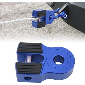 Acouto Winch Shackle Flat Mount 30000Lbs Loading Flat Towing Hook Mount Iron Pin Rubber Guard Universal for ATV Pickup Soft Shackle D Ring(Blue)