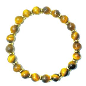 Tiger's Eye Bracelets for Men & Women - Handmade Stretchy Beaded Feng Shui Jewelry, Natural Stone Protection Gift Set, Lucky Wealth Attraction Chakra Bracelet(Tiger's Eye A Grade)
