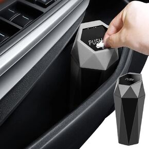 ASUBHA Car Trash Can with Lid, Diamond Design Small Automatic Portable Trash Can, Easy to Clean, Portable Automotive Car Garbage Bin, Mini Essential Car Accessories for Car Office Home Use
