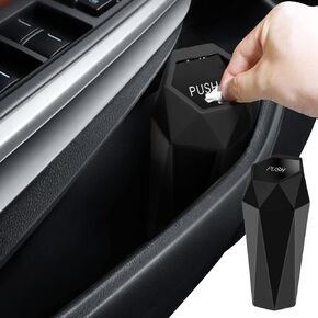 سلة مهملات السيارة مع غطاء من ASUBHA، سلة قمامة السيارة المحمولة، سلة مهملات السيارة المقاومة للتسرب، سلة قمامة صغيرة بتصميم ماسي للسيارات والمنزل وغرفة النوم والمطبخ والمكتب (أحمر) in Kuwait