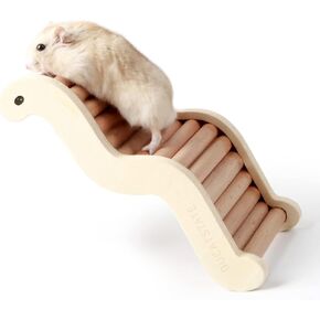 BUCATSTATE Hamster Climbing Ladder, Wooden Climbing Toy and Bridge Cage Decor for Hamsters Gerbils Mice and Small Animals (Snake Pattern)