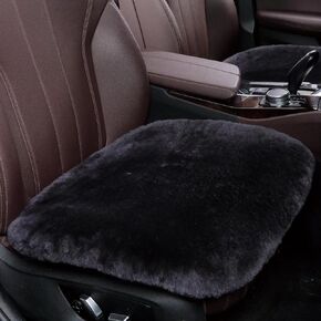 غطاء مقعد سيارة من جلد الغنم الأسترالي الدافئ الأصلي من OGLAND للملحقات الداخلية للسيارات مع فراء صوف ناعم غير قابل للانزلاق (أسود كربوني، أمامي) in Kuwait