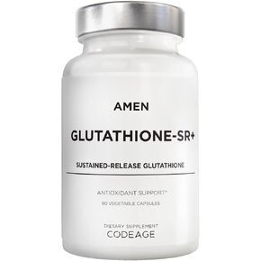 Amen Glutathione-SR+ Advanced Sustained-Release Supplement - Cellular & Antioxidant Support - 2-Month Supply - Reduced L-Glutathione - Galactomannans Fenugreek Seed - Time-Reduced Matrix - 60 Capsules