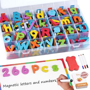 Magnetic Letters Kit, A-Z Foam Magnetic Letters, Alphabet Letters with Large Double-Side Magnet Board and Learning Cards, Educational Refrigerator Magnets for Preschool Learning Spelling (Blue/Red)