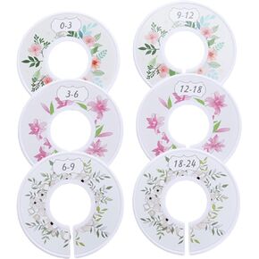 Pack of 6 Plastic Baby Wardrobe Dividers Round Nursery Closet Organizers Baby Clothes Dividers for Baby Girls Boys white