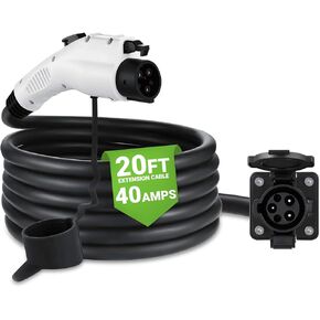 AEFA EV Charger J1772 Extension Cable – 20FT Length, Up to 40 Amps, Durable Build, Waterproof, Universal Compatibility, Level 1 & 2 Charging, Ideal for US Electric Cars with J1772 Type 1 Connector