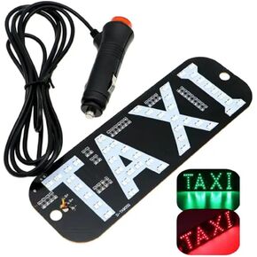 Juren Taxi Light, Taxi LED Sign Decor, 2 Color Changeable Taxi LED Light Logo, Flashing Hook on Car Window with DC12V Car Charger Inverter for Driver (Red and Green)
