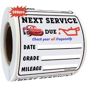 500 pcs Oil Change Service Due Reminder Window Stickers Static Cling 1.75x1.75 inch Christmas Low-Tack Auto Maintenance No Residue Car Stickers for Gas Stations,Auto Repair Shops,Windshie