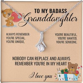 ONEZILY Granddaughter Necklace from Grandparents. Birthday, Valentines' Day, Graduation Christmas Back to School Gifts for Granddaughter From Grandmother or Grandpa