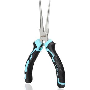 SHALL 6" Mini Needle Nose Pliers, Long Nose Pliers w/Comfort Grip Handles & Non-Serrated Drop Forged Steel Jaws, Small Needle Nose Pliers for Jewelry Making, Wire Wrapping, Crafts, Electronic Repair