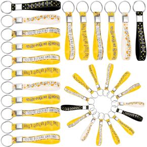 Huquary 30 Pcs Motivational Duck Key Chains Inspirational Silicone Key Chains Bulk Rubber Duck Gifts for Women Secretary Kids Students School Party Favors Supplies Coworker Employee Appreciation