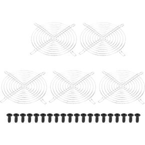 PATIKIL 232mm Filter Grill with Screws, 5 Pack Chrome Plated Iron Frame Ventilator Grill Protector Mesh Dustproof Case Cover for Computer, Fan, Silver Tone