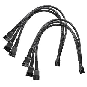 DARKROCK 2 Pack PC Fan Extension 1 to 3 Converter Cable, 4 Pin PWM Fan Splitter - Black