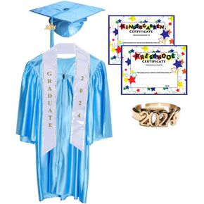 Shiny Deluxe Graduation Sets, Graduation Cap, Gown, Tassel, Sash, Ring, Diploma