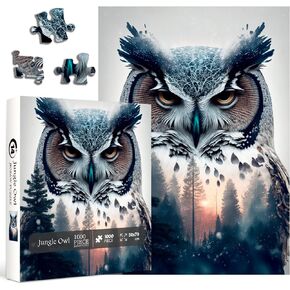 Owl Puzzles for Adults 1000 Pieces, Difficult Bird Challenging Jigsaw Puzzles, Jungle Animal Nature Puzzles as Bird Lover Gifts