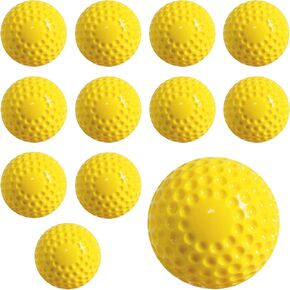 Pitching Machine Baseballs, 12 Pack Yellow Dimpled Baseballs, 9-Inch Pitching Machine Baseballs for Hand-Eye Coordination, Hitting and Fielding Practice