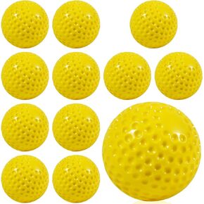 JIA HONG Softballs 12 Pack Yellow Dimpled Softballs, 12-Inch Pitching Machine Softballs Baseballs for Hand-Eye Coordination, Hitting and Fielding Practice