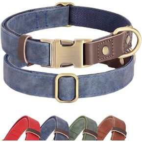 Didog Soft Padded Leather Dog Collars for Small Dogs, Classic Heavy Duty Dog Collar with Quick Release Metal Buckle, Adjustable Small Dog Collar Leather,Brown,S