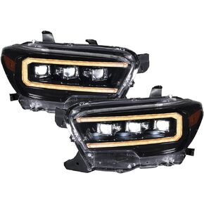 Sequential LED Headlights with Amber DRL compatible with Toyota, Tacoma 2016-2023 (pair)