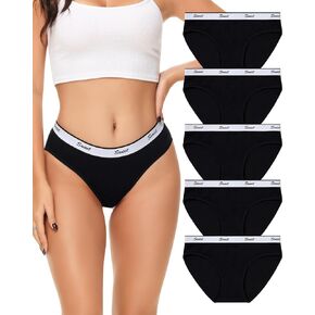 LEVAO Cotton Underwear for Women Sport Low Rise Stretch Bikini Underwear Full Coverage Panties 5 Multipack S-XL
