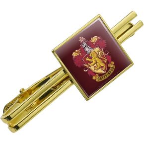 Harry Potter Gryffindor Painted Crest Square Tie Bar Clip Clasp Tack Gold Color