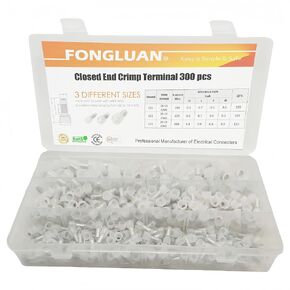 FONGLUAN 550pcs موصلات تجعيد نهاية مغلقة، أغطية نهاية الأسلاك، 24-10 قياس النحاس الأساسية وموصلات أسلاك النايلون، مجموعة متنوعة من موصلات محطات الأسلاك ذات الغطاء المجعد