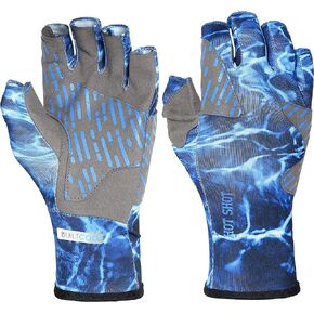 HOT SHOT Men's Fingerless Reinforced Fishing Gloves with UV Protection – UPF 50 Outdoor Cooling Sun Gloves