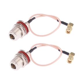 2pcs RF coaxial Coax Cable Assembly SMA Male Right Angle to N Female Bulkhead 8in Connector Adapter(F45-2)