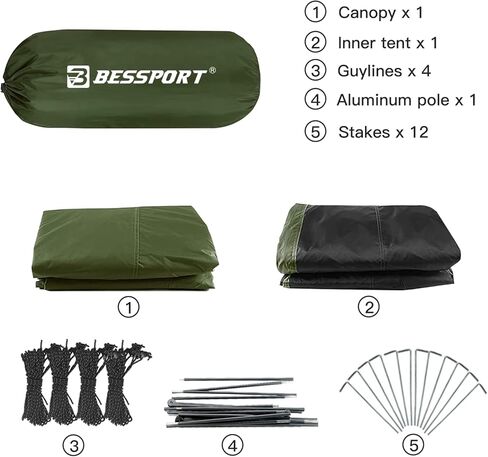 Bessport Camping Tent for 2-3 Person, Lightweight Backpacking Tent Waterproof Windproof Two Doors Easy Setup Double Layer Outdoor Tents for 3 to 4 Seasons, Suitable for Outdoor,Hiking,Camping in Kuwait