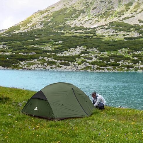 Bessport Camping Tent for 2-3 Person, Lightweight Backpacking Tent Waterproof Windproof Two Doors Easy Setup Double Layer Outdoor Tents for 3 to 4 Seasons, Suitable for Outdoor,Hiking,Camping in Kuwait