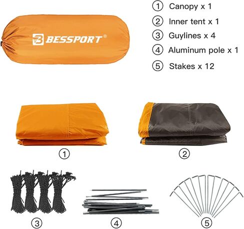 Bessport Camping Tent for 2-3 Person, Lightweight Backpacking Tent Waterproof Windproof Two Doors Easy Setup Double Layer Outdoor Tents for 3 to 4 Seasons, Suitable for Outdoor,Hiking,Camping in Saudi Arabia