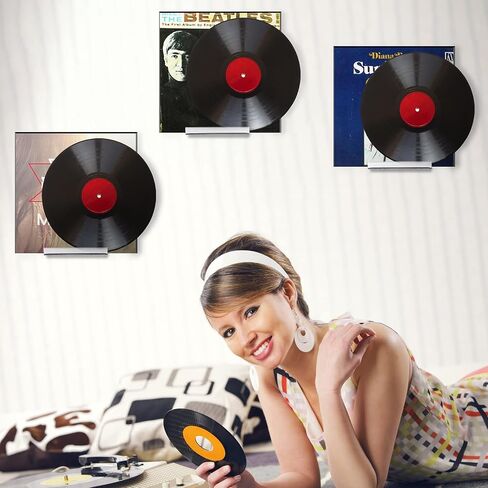 Wesiti 12 Pack Clear Vinyl Record Shelf Wall Mount Vinyl Shelf 3.94 Inch Acrylic Album Record Holder for Daily LP CD Listening Home Office Decor with Installation Hardware in Saudi Arabia