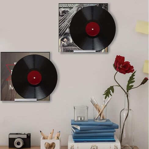 Wesiti 12 Pack Clear Vinyl Record Shelf Wall Mount Vinyl Shelf 3.94 Inch Acrylic Album Record Holder for Daily LP CD Listening Home Office Decor with Installation Hardware in Saudi Arabia