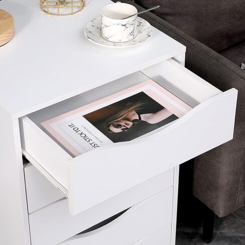 منظم تخزين 5 أدراج مع عجلات قابلة للقفل، خزانة ملفات تخزين الملفات المتنقلة، 24 بوصة ارتفاع للمكتب المنزلي (أبيض) in Kuwait